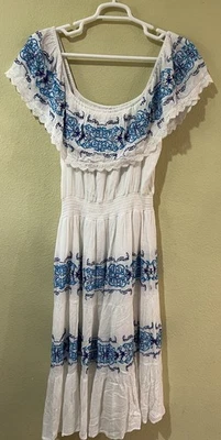 Maxi Vestido Catherine Malandrino Charise Bordado L Niveles Fuera del Hombro h1 Foto 1 de 4