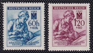BOHEMIA & MORAVIA #B13-B14 MNH NURSE & SOLDIER, GERMAN RED CROSS - Picture 1 of 2