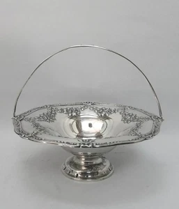 Fußschale mit Henkel 800er Silber Gebrüder Delheid Brüssel Belgien Ø 22,5 cm - Picture 1 of 17