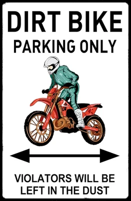 Dirt Bike Parking Only Wall Art Fun Motocross Poster Great Decor for Garage - Image 1 of 3