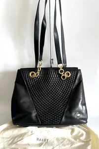 Authentic BALLY shoulder bag Black Leather From Japan 0590 - Picture 1 of 19