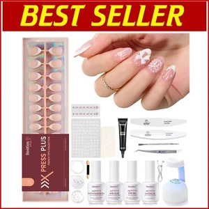 Beetles X Press Gel Nail Kit - 224 pcs Short Almond French Tips for DIY Elegance - Picture 1 of 9