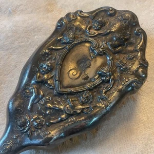 Victorian Musical cherubs Silver plate Hair Brush - Picture 1 of 7