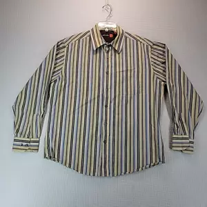 NYNE Men's Size XL Tall 100% Cotton Long Sleeve Multicolor Striped Farmcore - Afbeelding 1 van 8