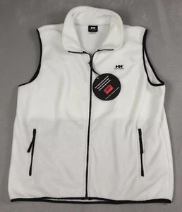 Helly Hansen Vest Mens XL Glacier White Full Zip Fleece Pockets Logo Jacket NWTS - Picture 1 of 10