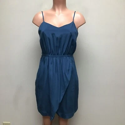 Madewell женщин темно-синий Sweetheart спагетти ремень шелк надежном тюльпан кромки платье 8 $148 - Изображение 1 из 4