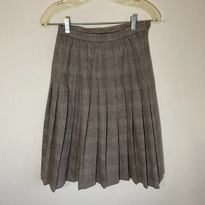 Falda MIDI plisada a cuadros de lana/poliéster vintage EVAN-PICONE cintura 22 pulgadas Foto 1 de 4
