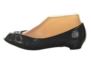 Stuart Weitzman Womens Shoes Size 6.5 Black Ballet Flats Patent Leather Peep Toe - Picture 1 of 6