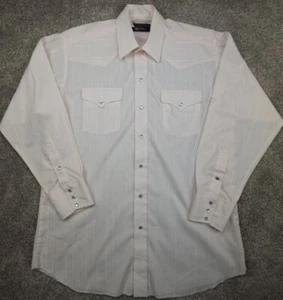 Vintage Panhandle Slim Western Shirt Mens 16.5 34 Pink Satin Pearl Snap Sheer - Picture 1 of 19