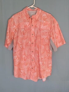 Reel Legends Mariner II Shirt Sz M Orange White Mens Collar Short Sleeve Vented - Picture 1 of 4