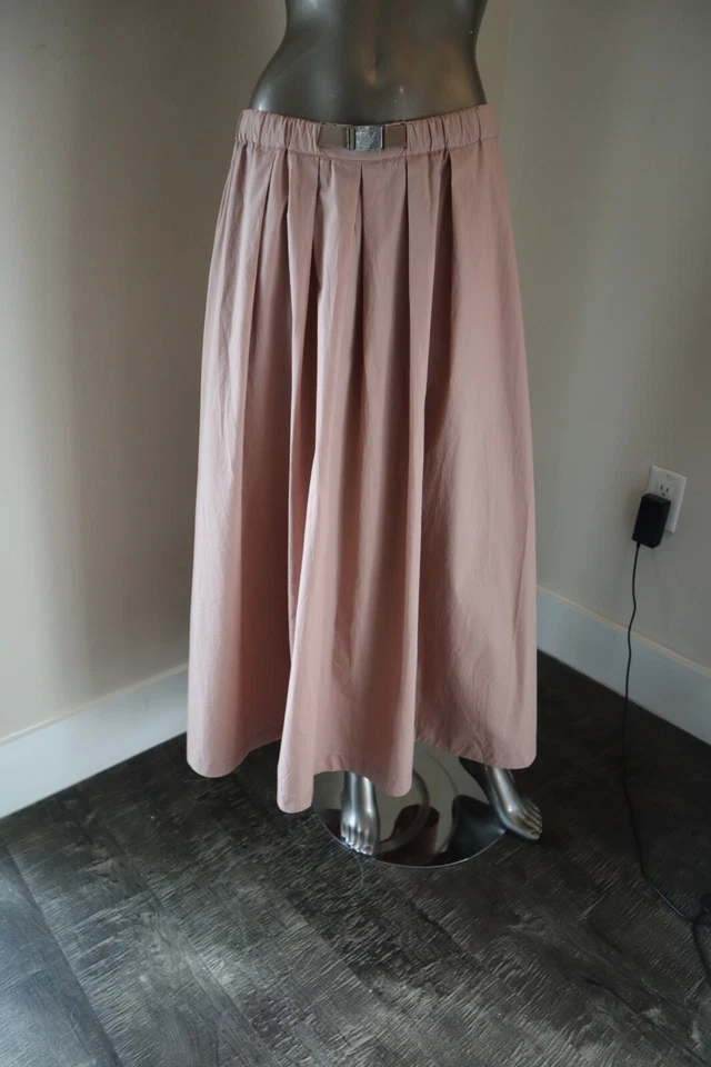 Falda Brunello Cucinelli Rosa Rosa Plisada Midi Algodón Talla 8 Nueva Etiqueta $1995 Foto 1 de 4
