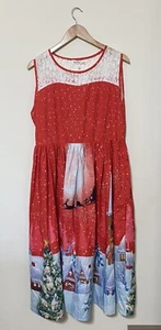Nextmia Women’s Christmas Dress Santa Claus Reindeer Lightweight Size 14 NWT - Picture 1 of 8