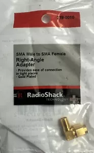 Adaptador de ángulo recto Radio Shack SMA macho a hembra enchapado en oro nuevo en paquete 278-0010 - Imagen 1 de 2