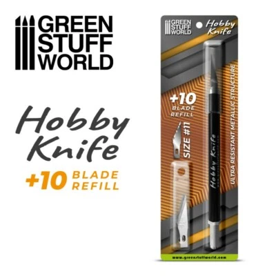 GREEN STUFF WORLD Professionelles Metall Bastel-Messer mit Ersatzklingen - Cutter Kitt Putty