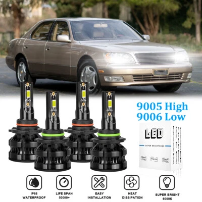 Para Lexus LS400 1998-2000 - 6x 6000K LED Faros Bombillas Luz Alta Baja Kit Combo Foto 1 de 4