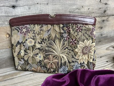 Винтажный Morris Moskowitz гобелен Дамская сумка застежки сумочки w ремень 💜 II - Изображение 1 из 4