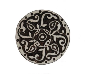 Round Floral Paisley Shaped 5.4cm Indian Hand Carved Wooden Printing Block Stamp - Picture 1 of 3