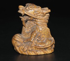 Japan vintage tsuge wood Dragon Netsuke inro ojime antique