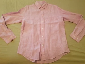 Mens Report Collection Resort Linen Dress Shirt M Medium Pink Button - Picture 1 of 7