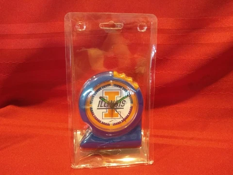 Vintage University of Illinois Gripper Alarm Clock NCAA Sun Time New Sealed Cover