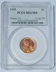 1935 PCGS MS67RD Lincoln Cent - Picture 1 of 4
