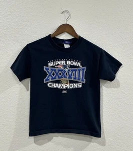 Reebok New England Patriots Super Bowl XXXVI Shirt Youth Medium Blue Boys 2001 - Picture 1 of 5