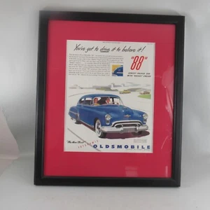 Framed Vintage Print Ad 1949 Oldsmobile 88 Club Sedan With Rocket Engine - Picture 1 of 3