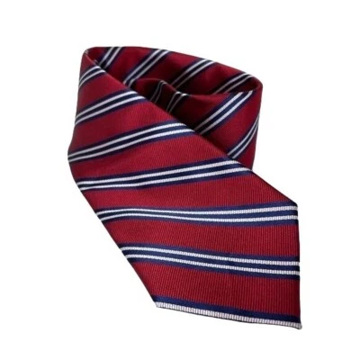 Corbata de cuello Tommy Hilfiger para hombre, azul marino, rojo y blanco a rayas diagonales 100 % seda Foto 1 de 4