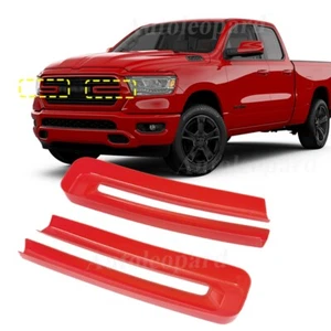 Front Grill Inserts Cover Trim Accessories For 2019 2020 2021 Dodge Ram 1500 Red - Picture 1 of 12