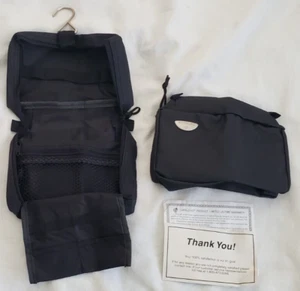 2 SAMSONITE Travel Bag Toiletry Accessories Cosmetics Hanging Black Pocket 7.5” - Picture 1 of 8