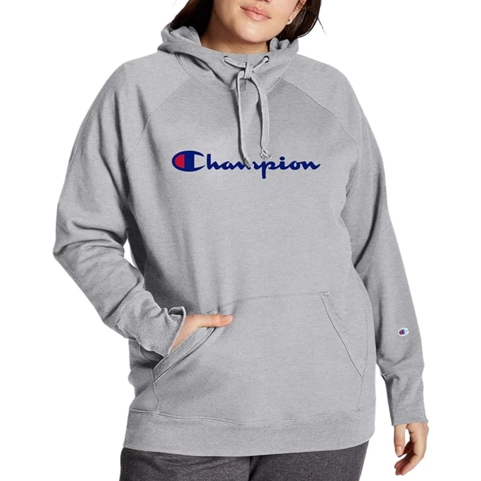 Champion Powerblend Fleece Hoodie Womens Plus Size 1X Oxford Gray