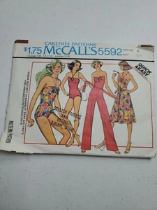 1977 Mccalls carefree sewing patterns 5592 misses bodysuit swimsuit skirt sz 8 - Picture 1 of 3