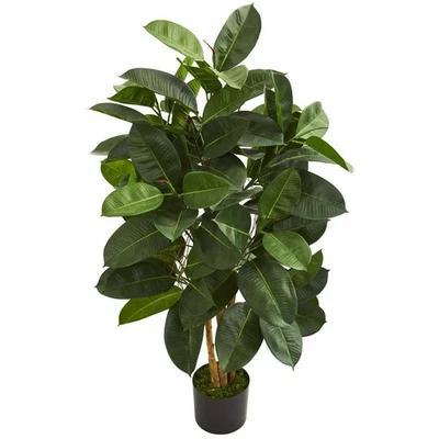 Árbol artificial casi natural 22"x48" roble ficus con maceta de plástico negro decorativa Foto 1 de 4