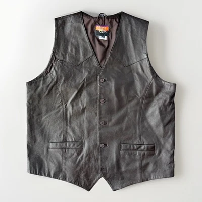 Cripple Creek Mens Brown Leather Vest Size XL Western - Image 1 of 4