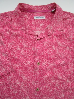 Mens XXL Tommy Bahama 100% Silk hawaiian shirt pink floral - Image 1 of 4