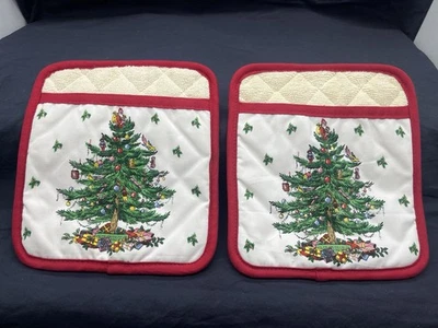 Juego de 2 agarraderas para árbol de Navidad Spode acolchado rojo 9,5 x 8,5 excelente Foto 1 de 2