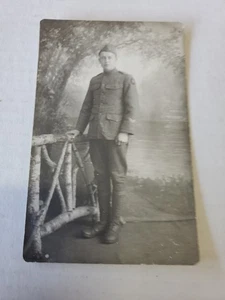 Vintage 1910's RPPC Postcard WW1 Soldier Studio Portrait United States Army - Bild 1 von 4