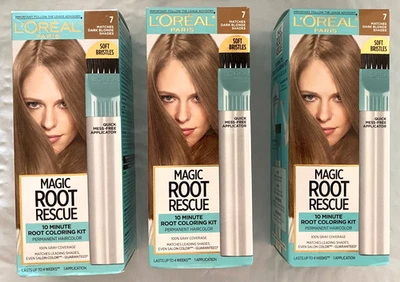 3 L'Oreal Magic Root Rescue 10 Min Hair Dye 7 Matches Dark Blonde Shades, NEW - Image 1 of 3
