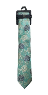 Corbata JF J Ferrar Floral Turquesa Talla Única Adulto Diseñador Nueva, Nueva con Etiquetas Foto 1 de 4