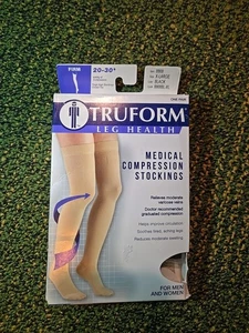 TRUFORM NEU! 20-30MMHG DAMEN XL SCHWARZ KOMPRESSION OVERKNEE STRÜMPFE - Bild 1 von 3