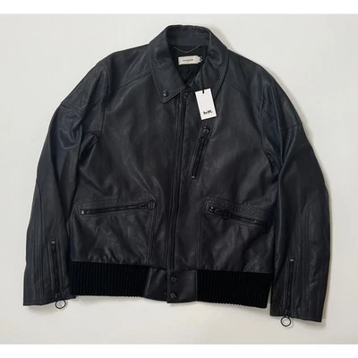Coach Men's Leather Biker Moto Jacket Navy Size 54/XL NWT $1300 - Image 1 of 4
