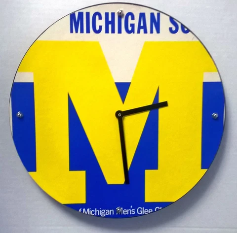 University of Michigan Mens Glee Club  Album Clock 11.5" round battery operated Cover