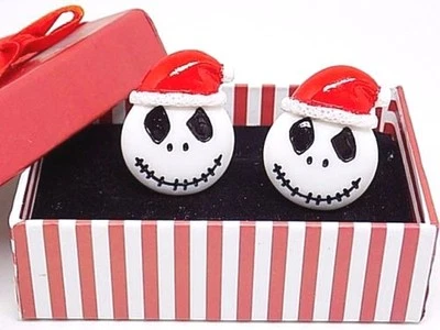 Gemelos hechos a mano Pesadilla antes de Navidad Jack Skellington Santa, con caja de regalo Foto 1 de 4