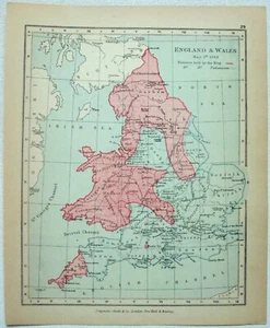 Vintage Map of England & Wales on May 1, 1643 by Longmans Green 1905 - Picture 1 of 3