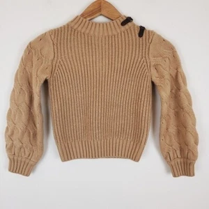 Janie And Jack Girl's Tan Buckle Accent Knit Sweater - Picture 1 of 11