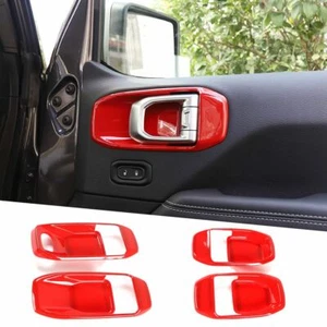 4x Inner Door Handle Bowl Decor Cover Trim for 4-Door Jeep Wrangler JL 2018+ Red - Picture 1 of 8