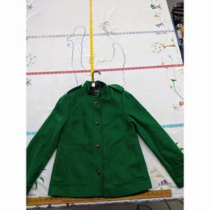 Women's Small Banana Republic Green Cotton Peacoat - Picture 1 of 12