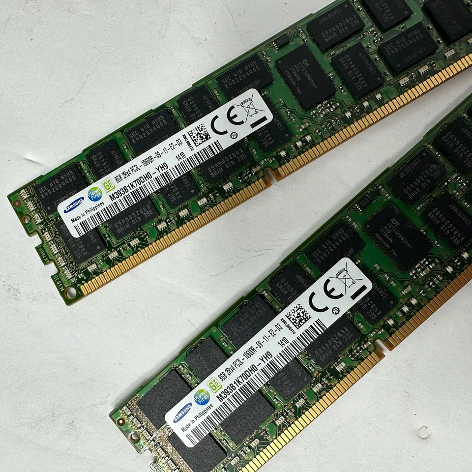 SAMSUNG M393B5270QB0-YK0Q8 4GB 1Rx4 PC3L-1280R ECC DDR3 Server Memory RAM - Pair - Image 1 of 4