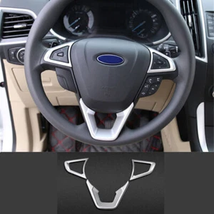 Silver Steering Wheel Frame Cover Trim For Ford Mondeo-Fusion 2013-2020 ABS 3pcs - Picture 1 of 7