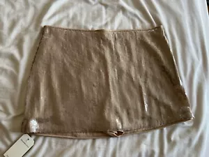 NWT Abercrombie & Fitch Scarlett Sequin Mini Skort Skirt Tan Beige Sequined XL - Picture 1 of 7